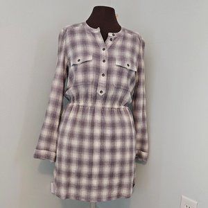 Broadway and Broome Grey and White Plaid Tunic, Size M